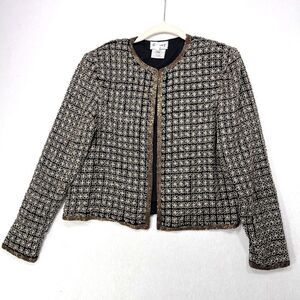 Vintage Stenay Jacket Women Small Gold Black Silk Beaded Embroidered Bolero 80s